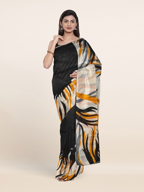 

Pothys Black & Yellow Cotton Blend Saree