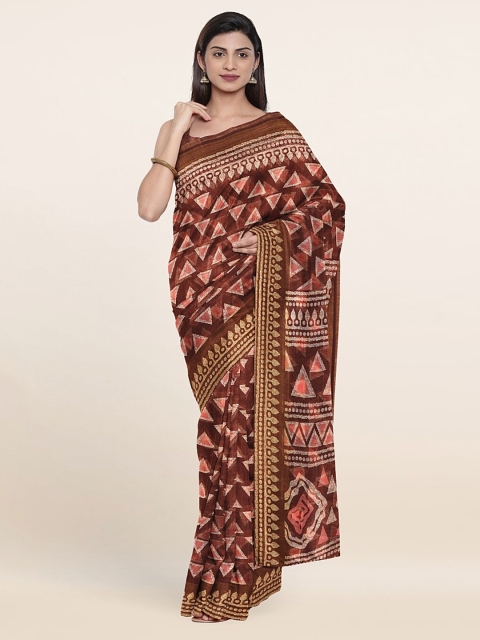 

Pothys Brown & Gold-Toned Printed Saree