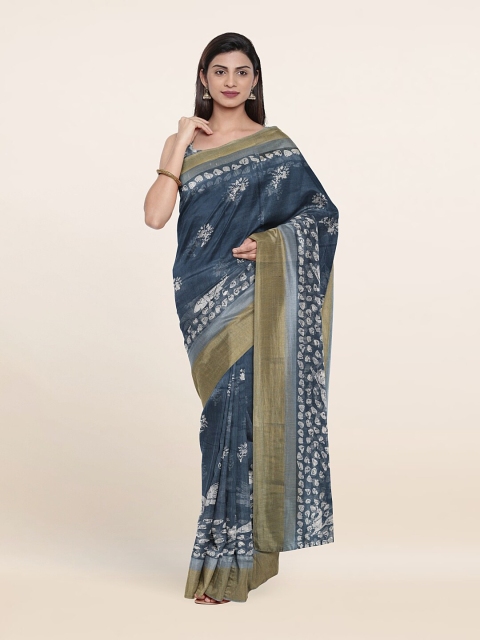 

Pothys Grey & Gold-Toned Printed Saree