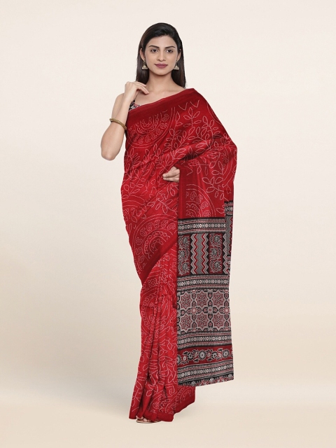 

Pothys Maroon & Black Ethnic Motifs Saree