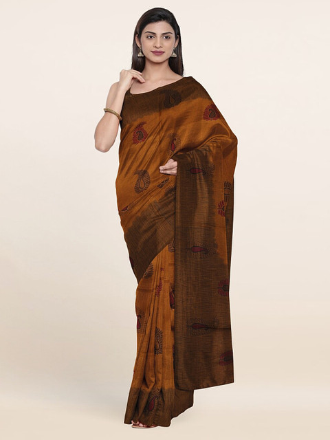 

Pothys Khaki Paisley Cotton Blend Saree