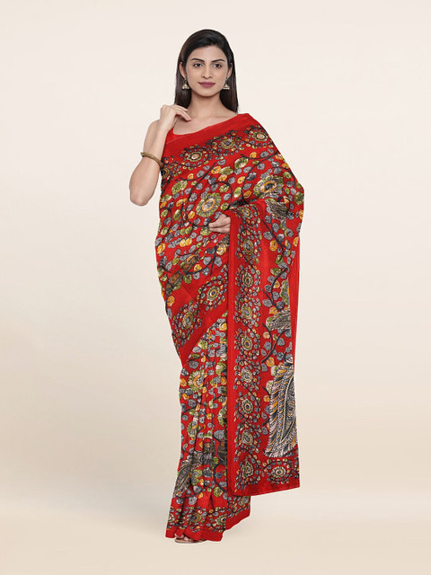 

Pothys Red & Green Ethnic Motifs Printed Saree