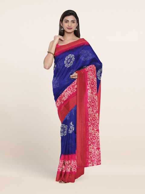 

Pothys Blue & Pink Ethnic Motifs Printed Zari Saree