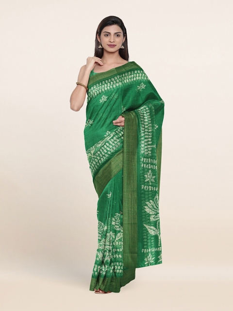 

Pothys Green & White Floral Printed Zari Saree