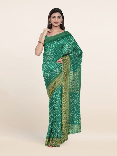 

Pothys Green & Yellow Ethnic Motifs Printed Saree