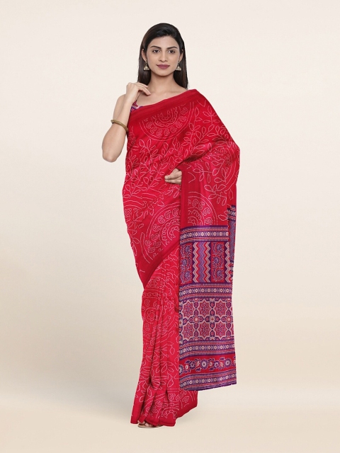 

Pothys Fuchsia & Blue Bandhani Printed Saree