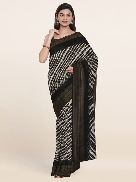 

Pothys Black & White Cotton Blend Zari Saree