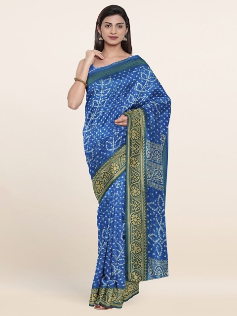 

Pothys Blue & White Printed Zari Saree