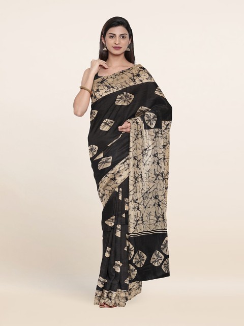 

Pothys Black & Beige Floral Printed Saree