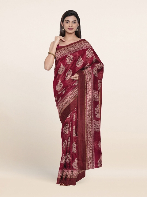 

Pothys Purple & Off White Ethnic Motifs Saree