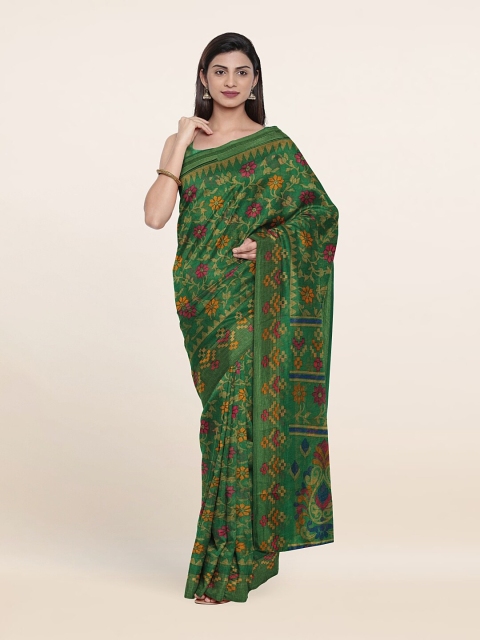 

Pothys Green & Pink Floral Printed Saree