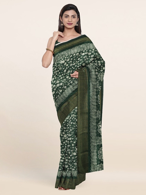 

Pothys Green Cotton Blend Zari Saree