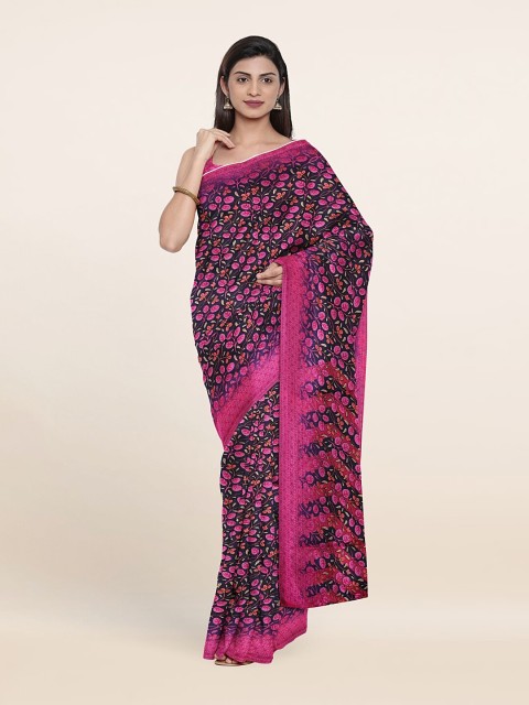 

Pothys Blue & Pink Cotton Blend Floral Saree