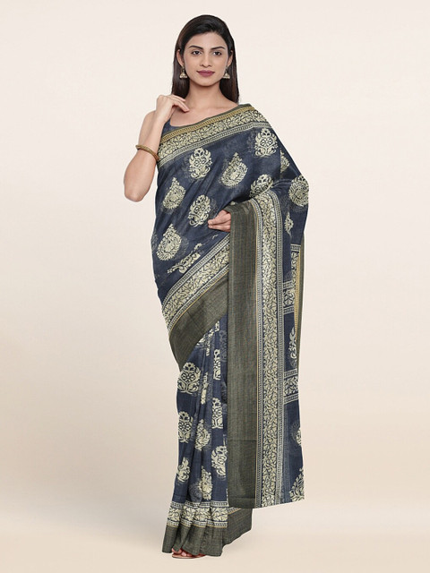 

Pothys Grey & Cream-Coloured Ethnic Motifs Printed Saree