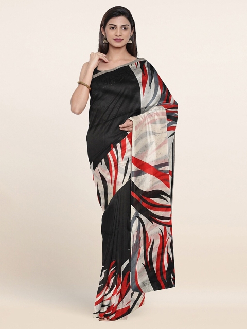 

Pothys Black & Red Printed Cotton Blend Saree