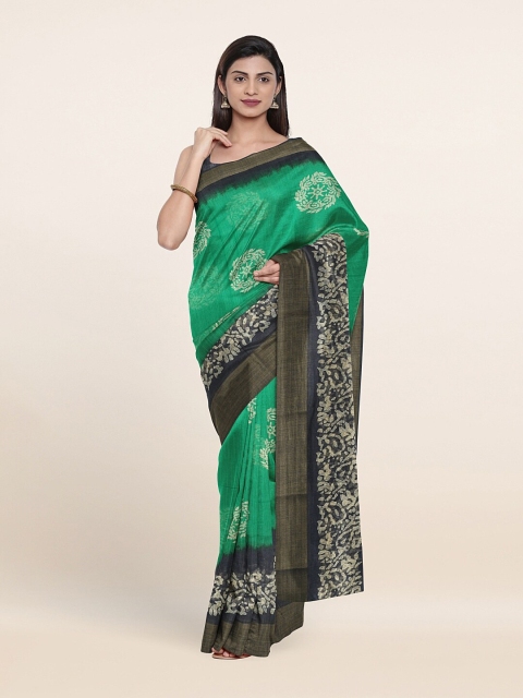 

Pothys Green & Grey Ethnic Motifs Saree