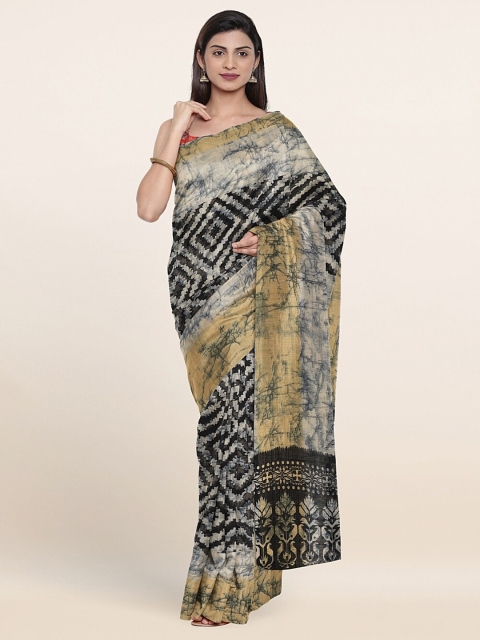 

Pothys Black & Golden Printed Zari Saree