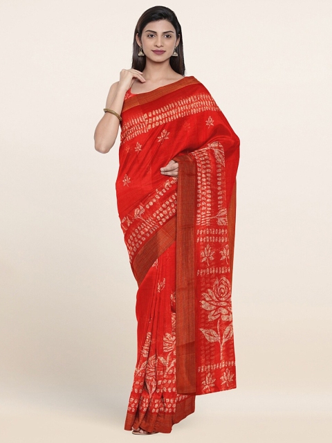 

Pothys Red & White Floral Saree