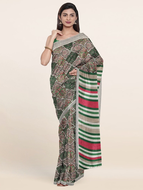 

Pothys Green & White Ethnic Motifs Saree