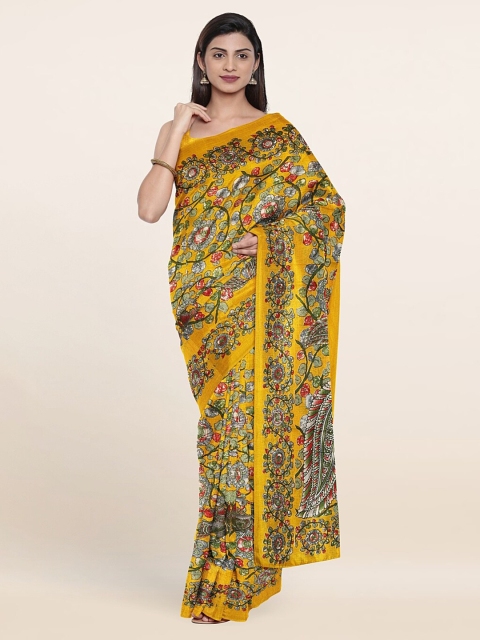 

Pothys Yellow & Red Floral Printed Cotton Blend Sarees