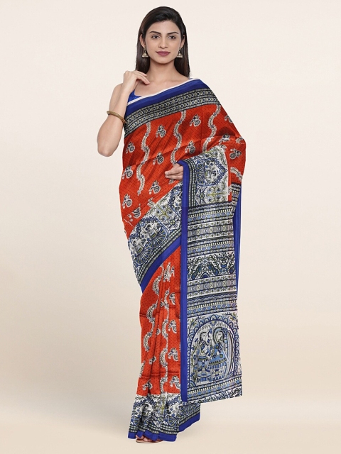 

Pothys Rust & Blue Ethnic Motifs Saree