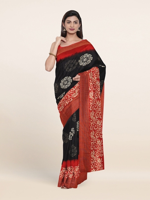

Pothys Black & Red Ethnic Motifs Printed Cotton Blend Saree