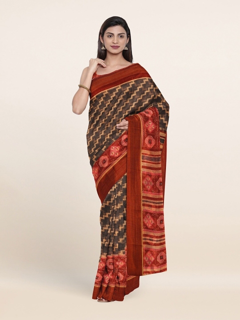 

Pothys Grey & Maroon Printed Saree