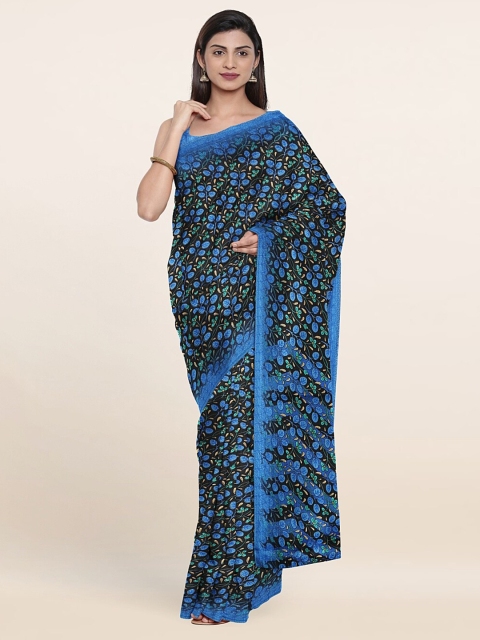 

Pothys Black & Blue Printed Saree