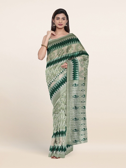 

Pothys Green & White Geometric Printed Saree
