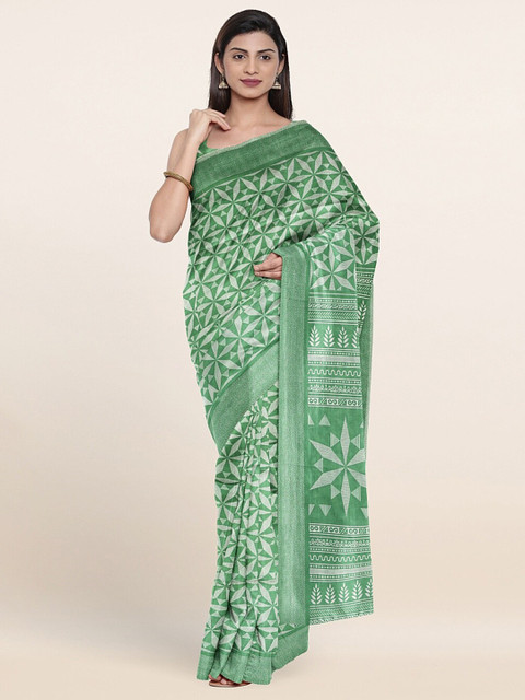 

Pothys Green Geometric Printed Saree