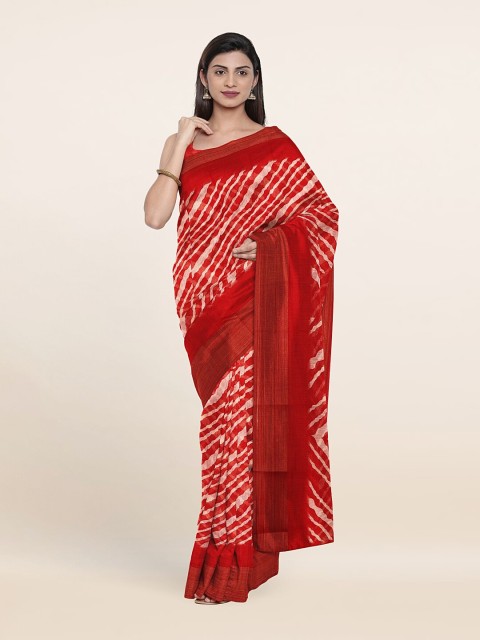 

Pothys Red & White Striped Saree