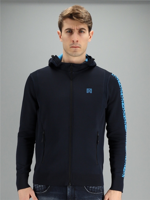 

FREESOUL Men Blue Hooded Sweatshirt