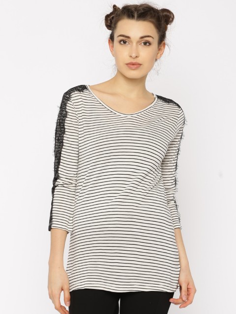 

Annabelle by Pantaloons Women Off-White & Black Striped Top