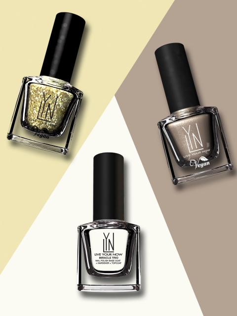 

LYN LIVE YOUR NOW Set of 3 Long Lasting Fast Dry Nail Polish - Nail Tech, Gold