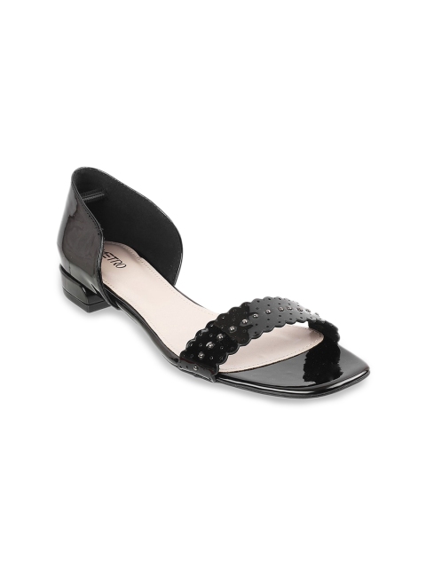 

Metro Women Black Colourblocked Open Toe Flats