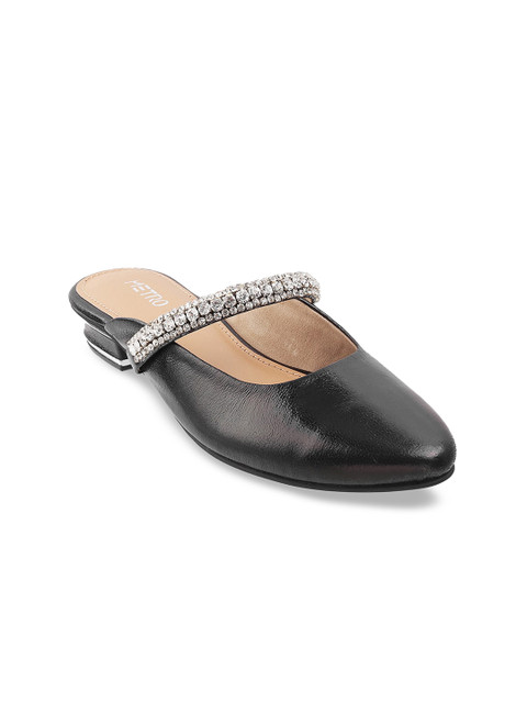

Metro Women Black Embellished Block Heels