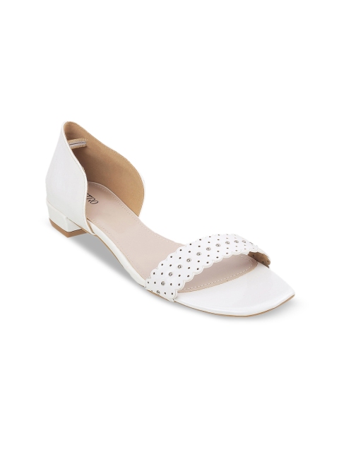 

Metro Women White Open Toe Flats with Laser Cuts