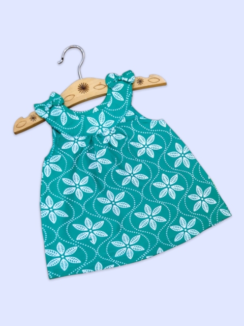

Born Babies Green Floral Halter Neck Cotton A-Line Dress, Sea green