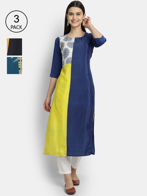 

Ethnic basket Women Pack Of 3 Straight Kurtas, Multi
