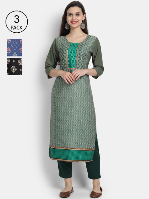 

Ethnic basket Women Multicoloured Ethnic Motifs Printed Crepe Kurta, Multi
