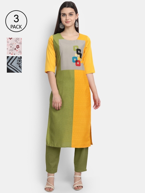 

Ethnic basket Women Multicoloured Floral Printed Thread Work Crepe Kurta, Multi