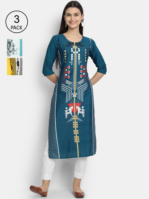 

Ethnic basket Women Multicoloured Geometric Striped Flared Sleeves Gotta Patti Crepe Kurta, Multi