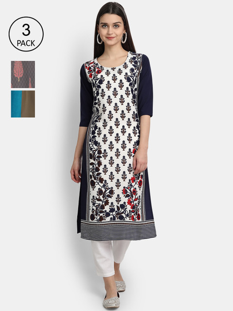 

Ethnic basket Women Multicoloured Thread Work Crepe Kurta, Multi