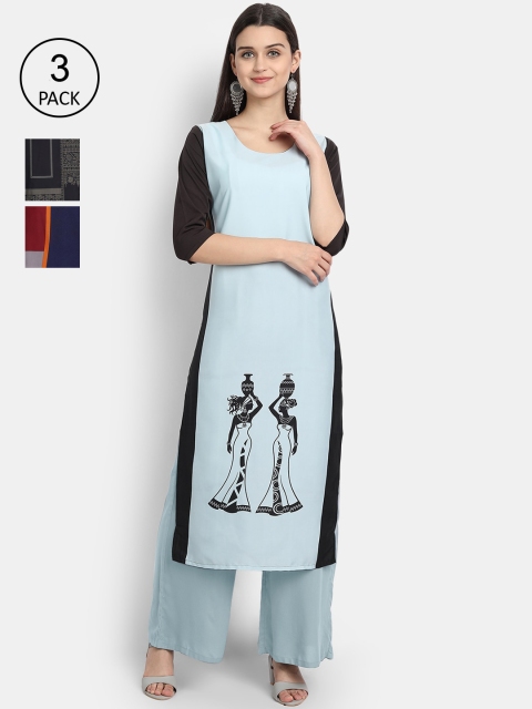 

Ethnic basket Women Multicoloured Printed Flared Sleeves Crepe Kurta, Multi