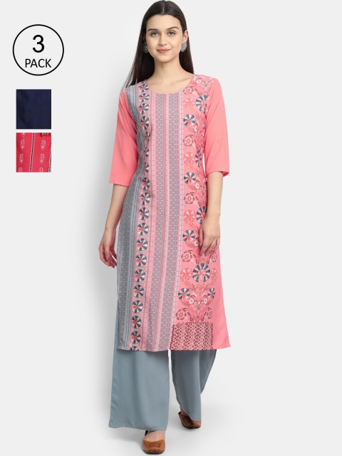 

Ethnic basket Women Pack Of 3 Straight Kurtas, Multi