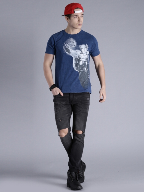 

Kook N Keech Marvel Men Blue Printed Round Neck T-shirt