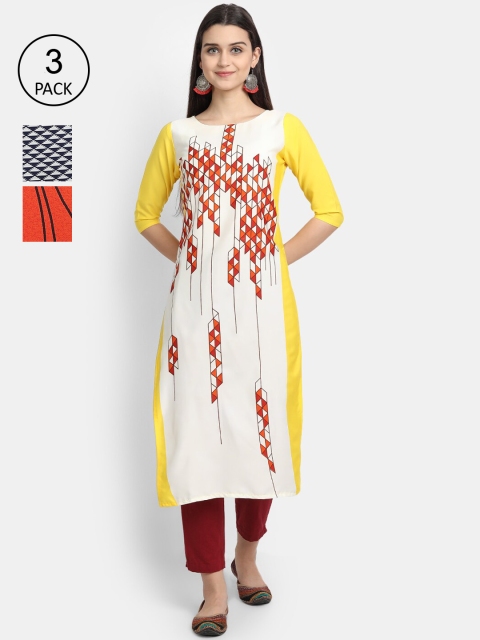 

Ethnic basket Women Pack Of 3 Straight Kurtas, Multi