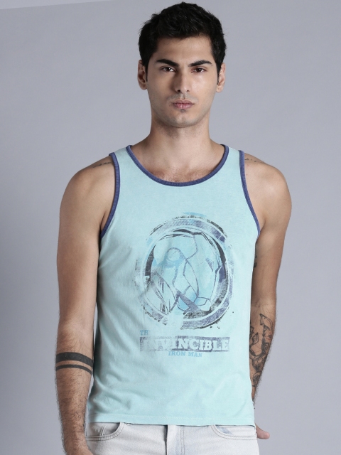 

Kook N Keech Marvel Men Blue Printed Sleeveless T-shirt