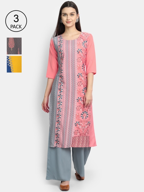 

Ethnic basket Women Pack Of 3 Straight Kurtas, Multi