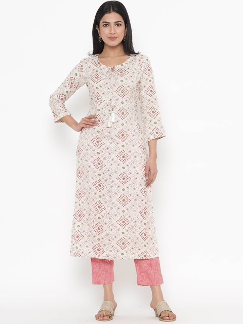 

JAVTA Women Pink Printed Kurta with Trousers